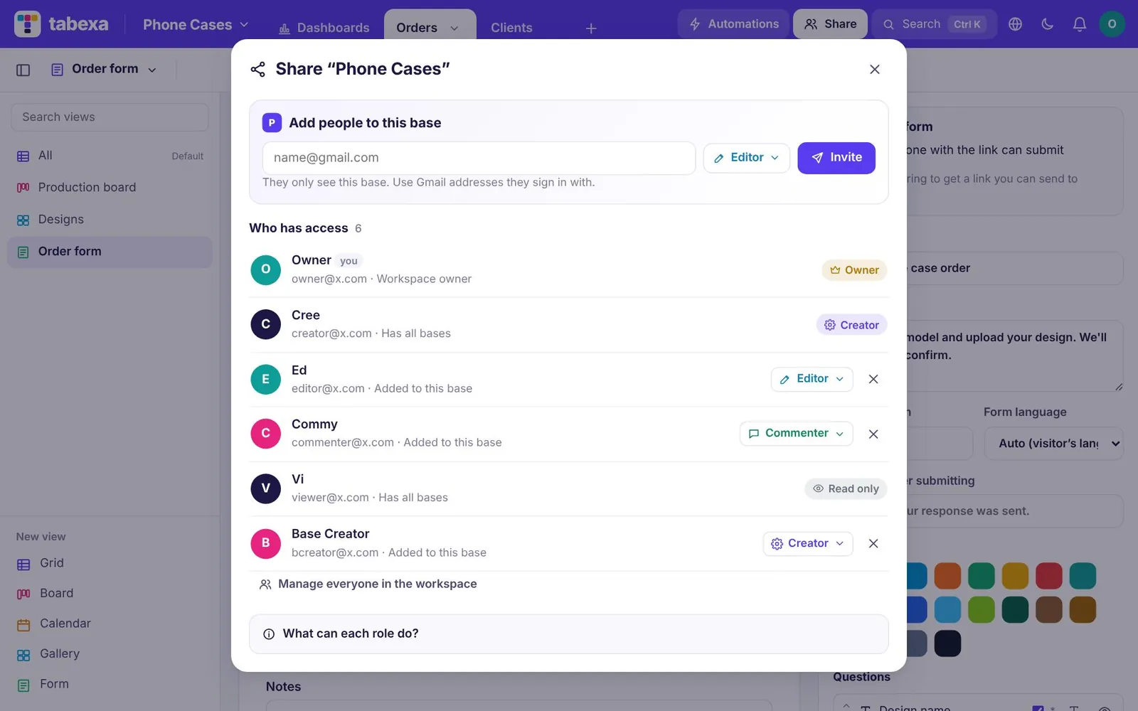 Share with your team, with the right access